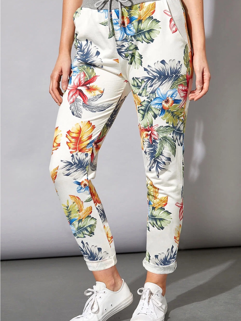 Floral Tropical Print lounge pant Joggers with Elastic drawstring waist